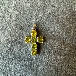 Green gemstone cross sterling silver cross pendant aventurine gemstone